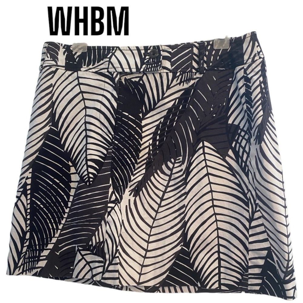 WHBM Black & White Palm Leaf Skirt sz 10